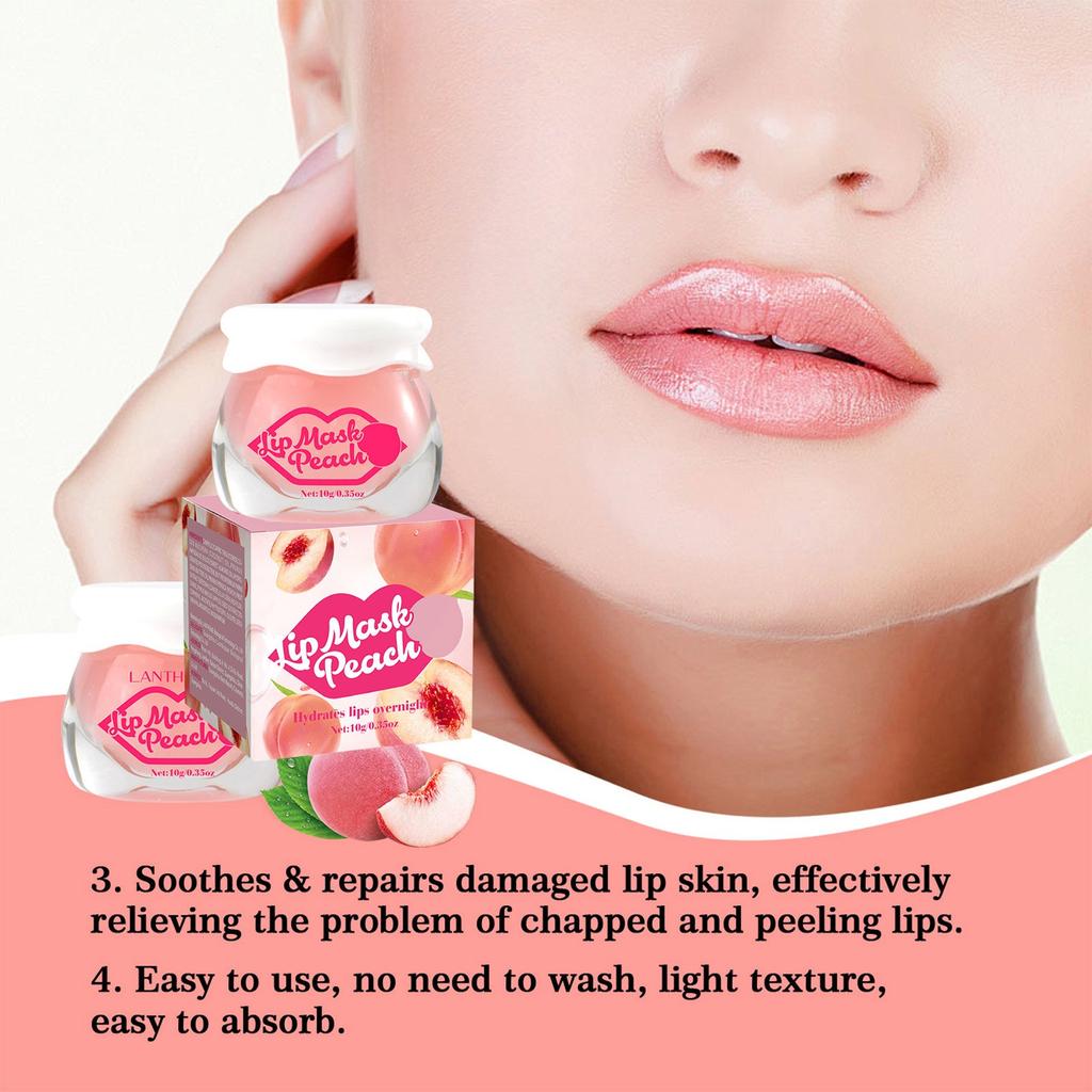 Peach Sleeping Mask, Lip Moisturizing Night Sleeping Lip Mask Effectively Moisturizes And Repairs Dry Lips,10g