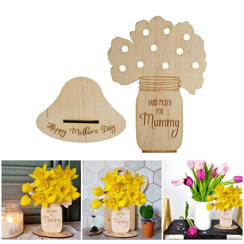 

Mother Day Hand Pick Flower Holder Bouquet DIY Wood Crafts Flower Rack Decorations for Mom from Kids Home Decorations