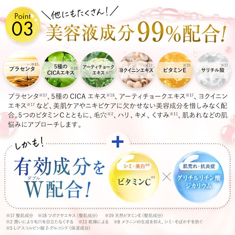 W Medicated VC Clear Gel 40g (approx. 30 days' supply) 6-in-1 Vitamin C Retinol Serum Quasi-drug Pore care Acne care Moisturizing Whitening care VC