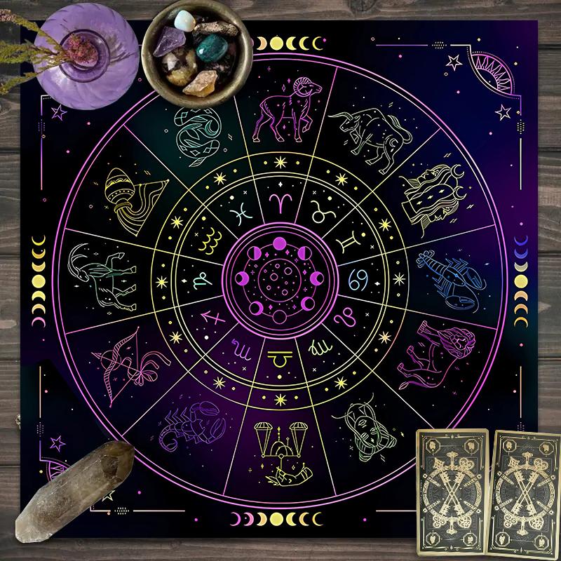 1 stuk Tarotkaart tafelkleed, mystiek runen astrologie altaarkleed, heksenhut decoratie tafelkleed, kaartspel tafelkleed