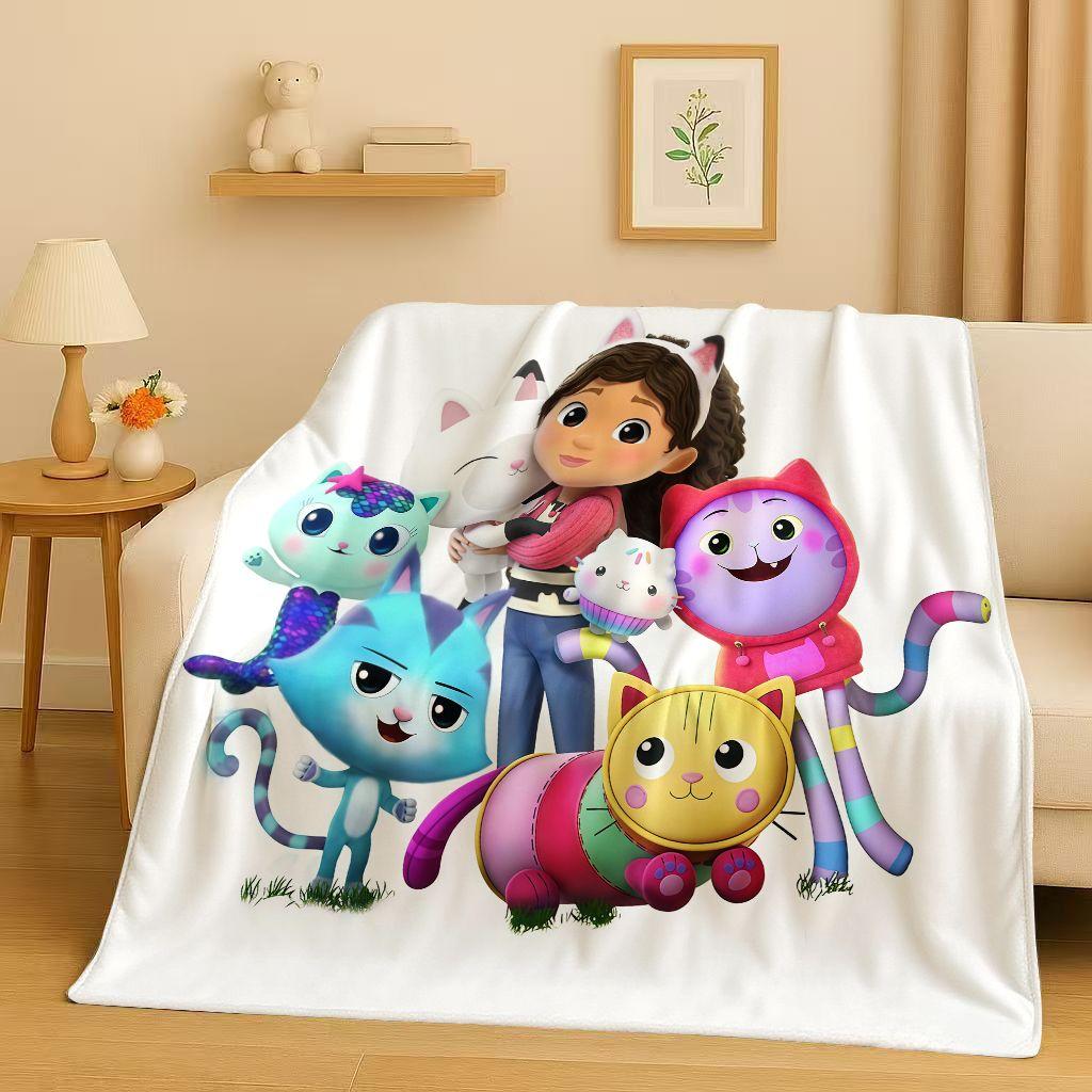 HD Niedliches Gabi's Puppenhaus Cartoon Flanelldecke, Ultra Weiche Warme Plüschdecke für Zuhause Schlafzimmer Bett Sofa Abdeckung Picknick Mädchen Geschenk