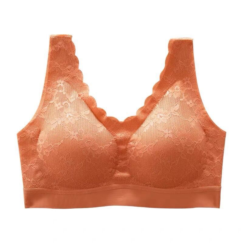 Orange Lace Wireless Bra with Wide Comfort Straps M оранжевый