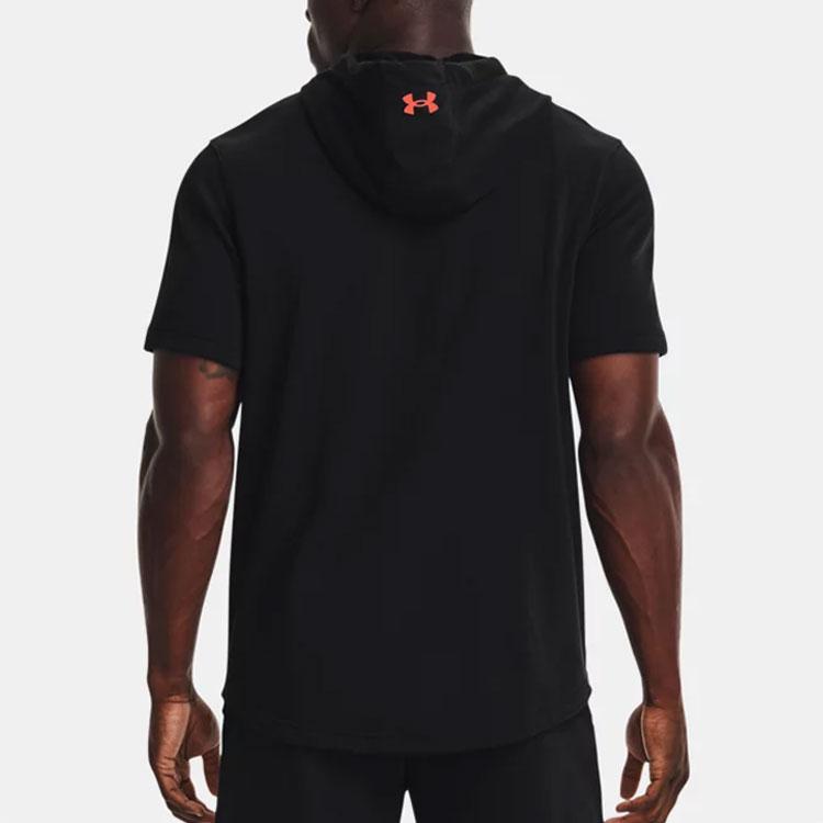 Under Armour Project Rock Contrast Hooded Training Short Sleeve T-Shirt Men Tops Black 1370465-001