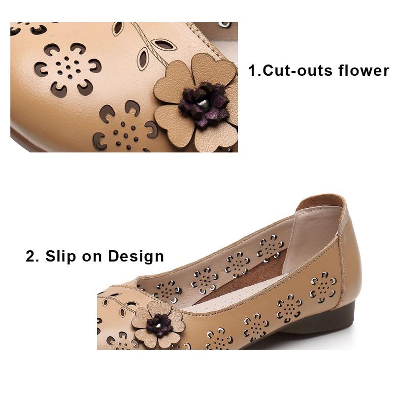 Fashion White Cutout Shallow Flats Woman Designer Floral Hollows Summer Flat Shoes for Women Casual Leather Loafers