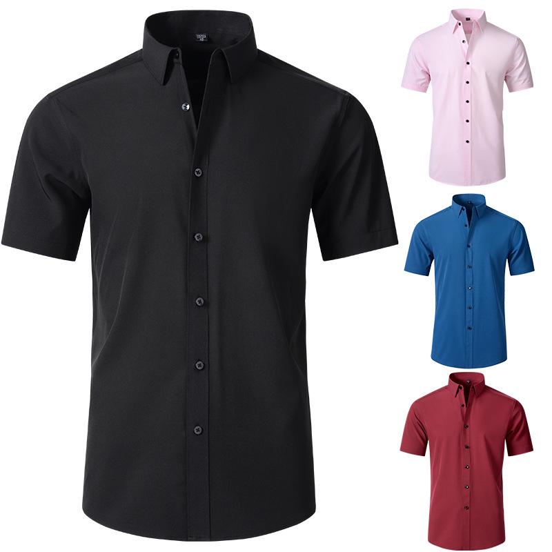 Men's Slim Fit Short Sleeve Non-Iron Stretch Business Shirt