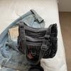 Vintage Denim Crossbody Bag Multi-Pocket Women's Shoulder Bag