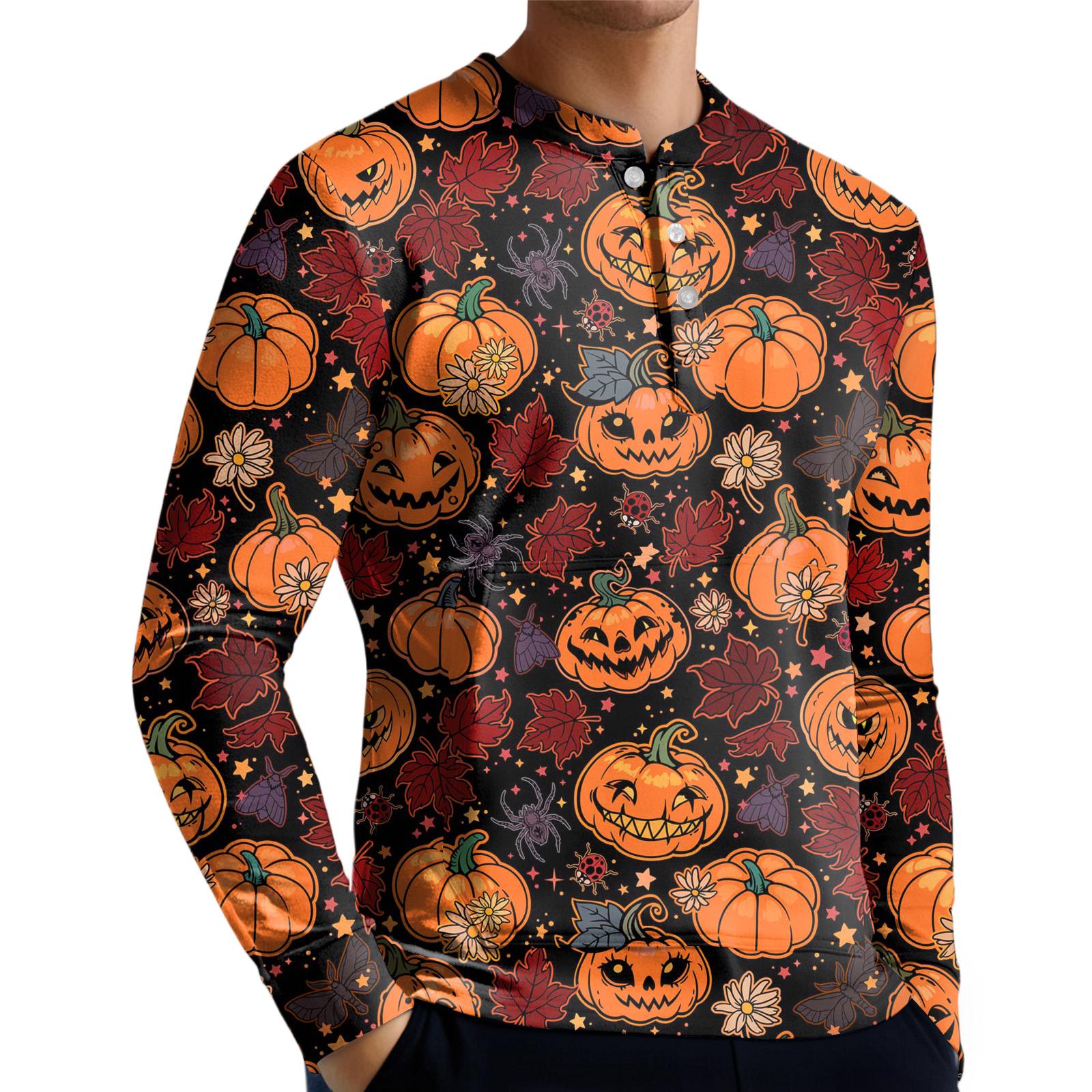 

Men s Casual Button-Down Sweatshirt Fashion Printed Long Sleeve Shirt Pullover M