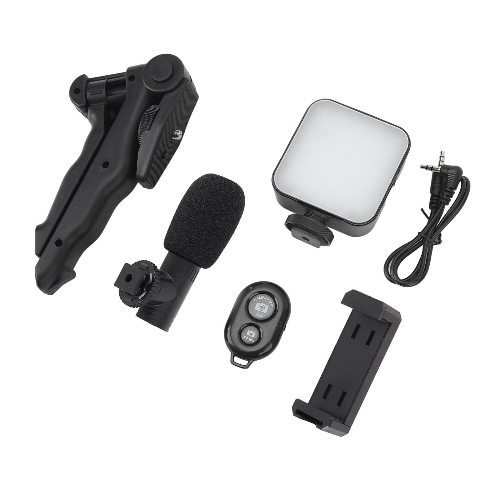 

Smartphone Video Vlog Kit LED Fill Light Tripod Microphone Comtroller Noise Reduction for Phone Camera Computer