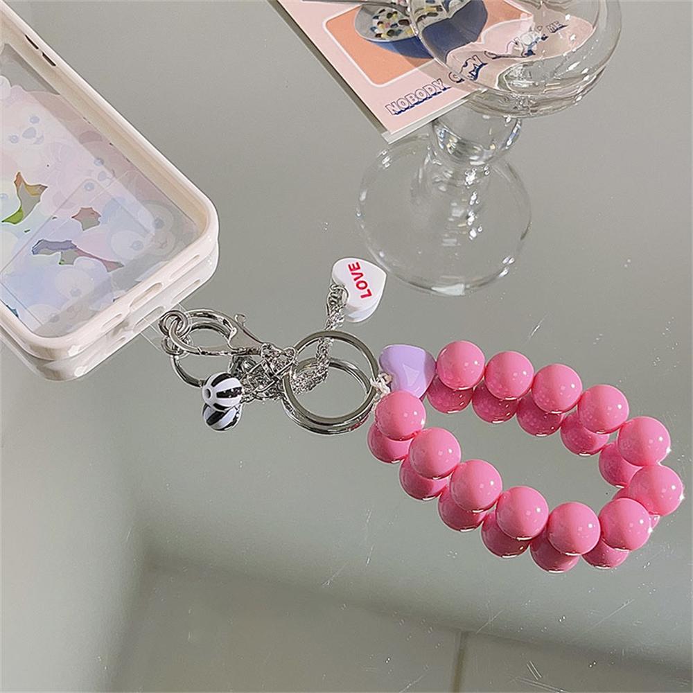 Y2k Korean Cute Love Heart Beaded Colorful Phone Bracelet For iPhone Accessories Anti-Lost Chain Lanyard Hanging Cord Sweet Gift