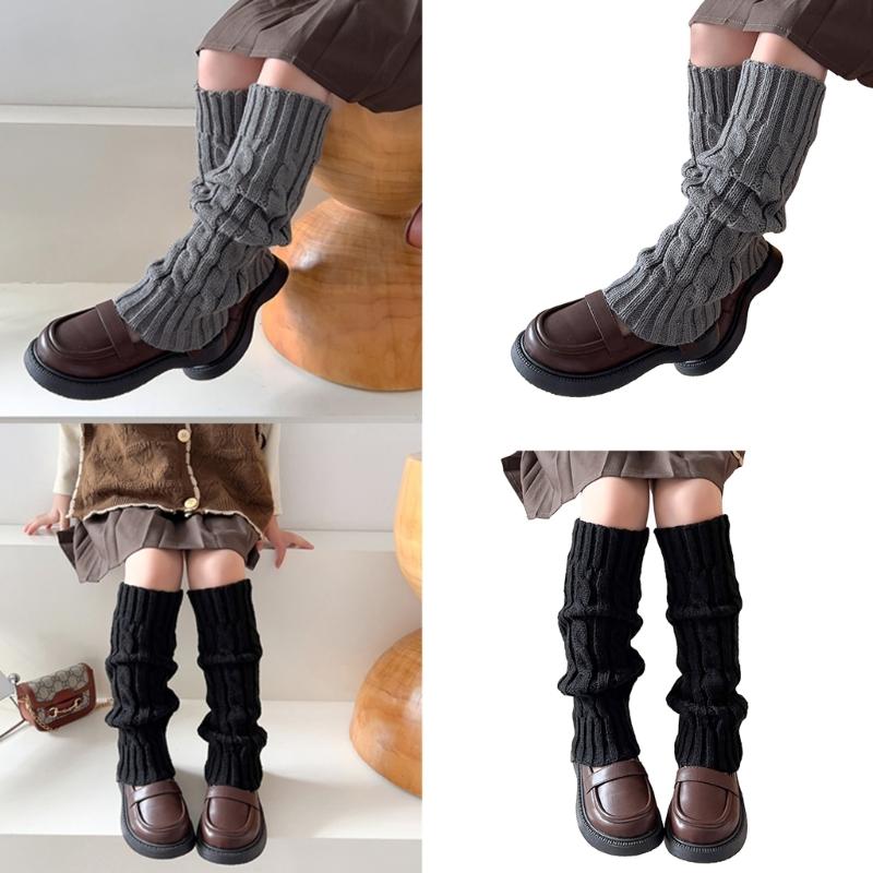 Fashion Knit Leg Warmers for Little Girls Slouchy Socks for Dress Toddler Winter Cable Knit Socks Thicken Warm Leggings