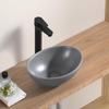 LUYI Ovales Waschschüssel-Set für Handwaschbecken, 340 x 270 x 130 mm, Grau