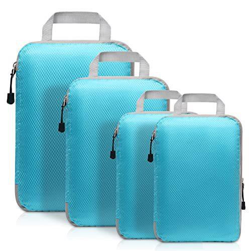 Travel Compression Packing Cubes 4 Set Waterproof Clothes Organizer Bags Luggage Storage Containers for Suitcase