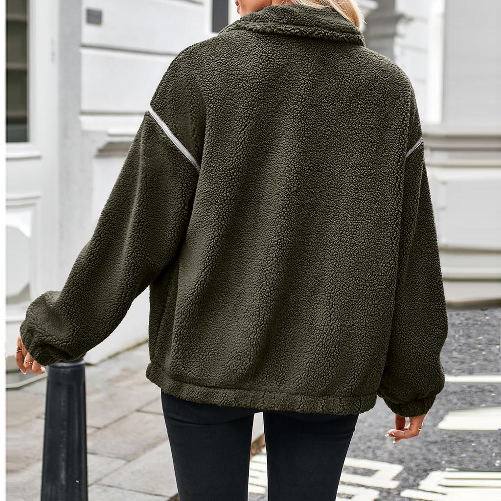 Women's Fashionable And Comfortable Regular  Thick Collar Coat Top Plush Warm Coat
