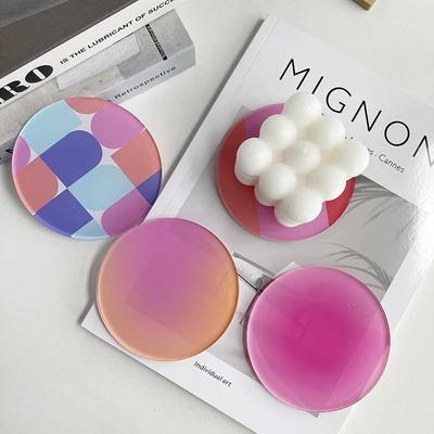 Red Coasters Acrylic Waterproof Heat Insulation Mug Mat Table Protector Reusable and Anti-slip Cup Pad Kitchen Items Accessories