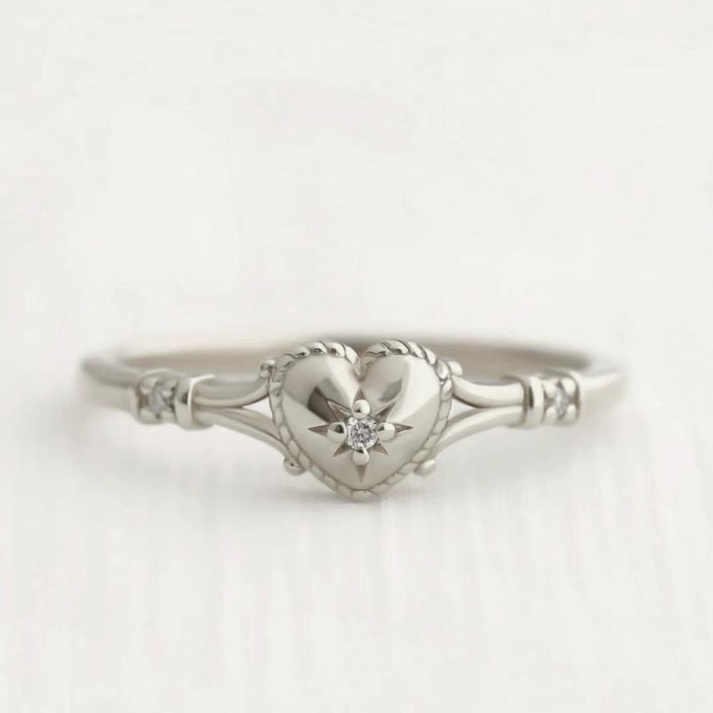 Gold Plated Stainless Steel Rings For Women Heart Ring Jewelry Accessories Size 6-11