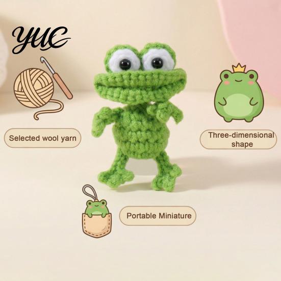 Healing Desk Ornament Hand?Crocheted Ugly Frog Keychain, Handmade Crochet Bag Charm Pendant, Unique Stuffed Toy Multi?use Desktop Ornament,