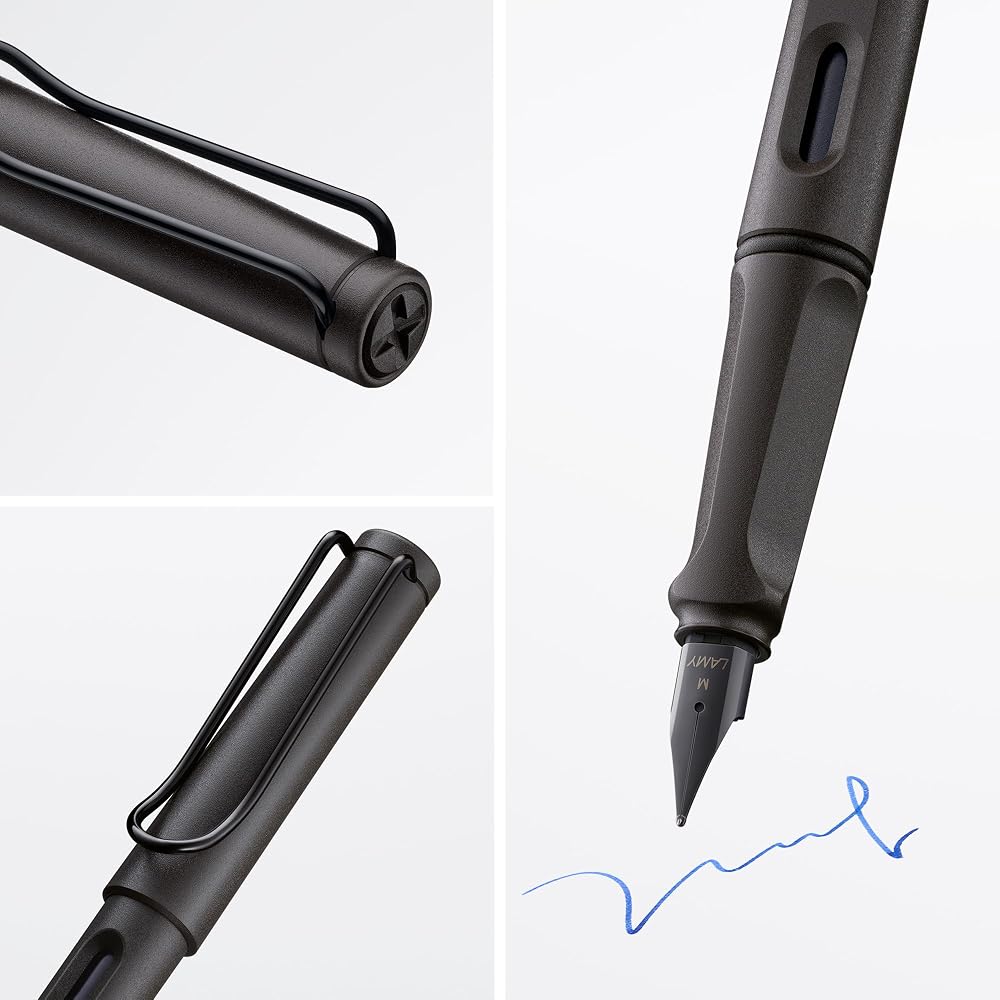 LAMY (Ramy) Safari Shiny Black Fountain Pen Black - Ergonomic Grip and Polished Steel Tip Size M ...