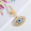Crystal Blue Evil Eye Hasma Keychains Gold Copper Color Fatima Hand Charm Key Ring Accessories