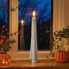 Flickering Ghost Tea Lights Halloween Flameless Taper Candles, Battery Operated Candle Light with Seasonal Home Accents for Remote, Real Wax