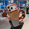 Honeycomb rotating magnetic suction bracket is suitable for iPhone18promax mesh cooling mobile phone case Apple 17 anti-drop PC.