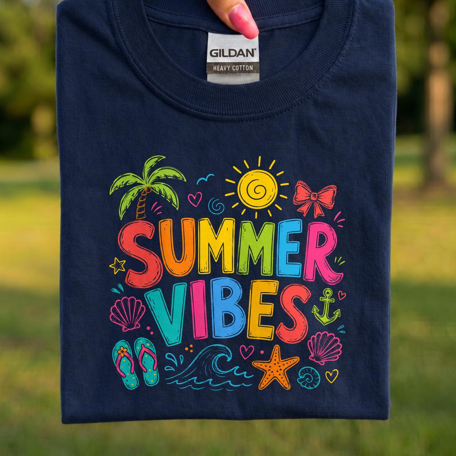 Summer Vibes Shirt, Colorful Beach Tee, Cute Summer T-Shirt, Beach Vacation Shirt, Women Summer Top, Retro Summer Tee M