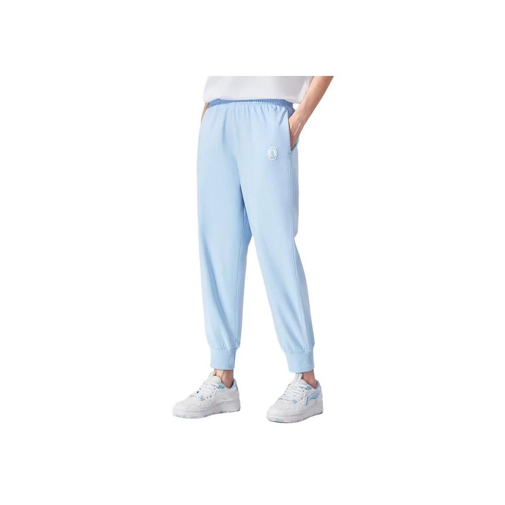 Li Ning X Disney Collaboration Sports Lifestyle Series SS22 Solid Color Tapered Knit Casual Sports Pants Women pants Aurora-Blue AKLSA28-2