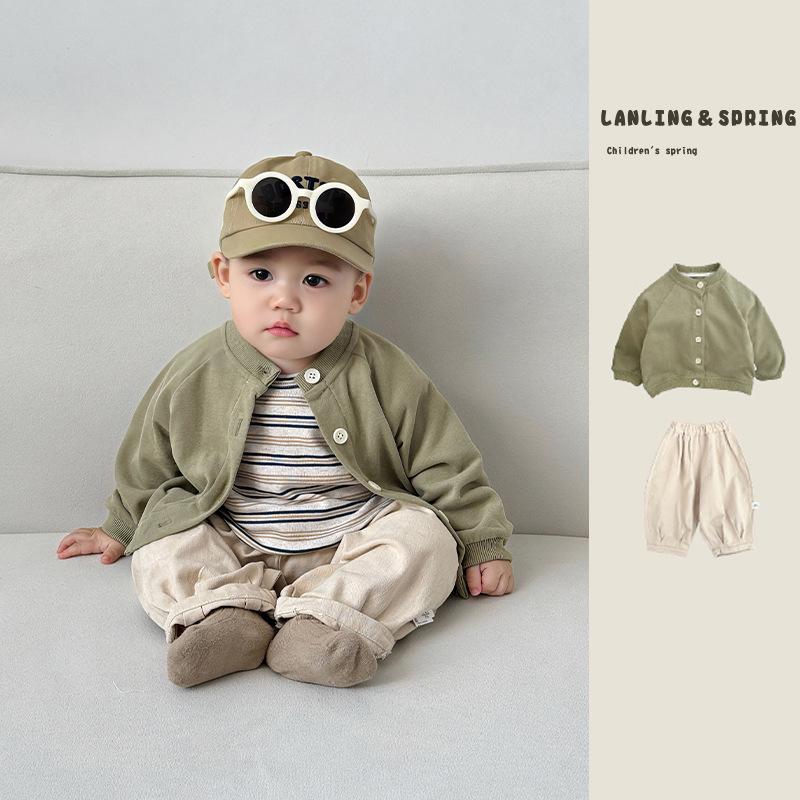 Boys' Trendy Korean Casual Jacket & Versatile Pants Set