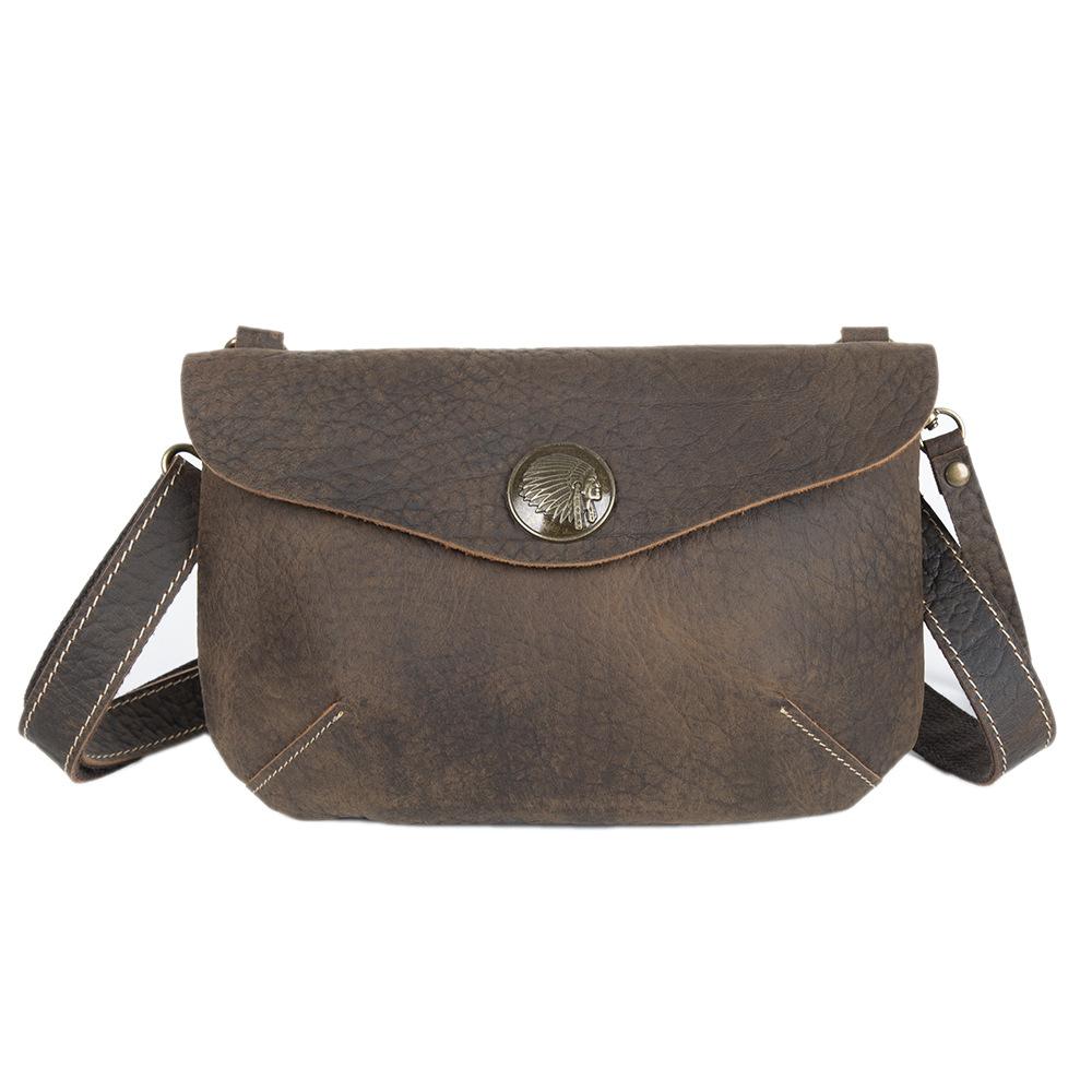 Retro Crazy Horse Leder Umhängetasche, Leder Lässige Multifunktionale Handtasche, Herren und Damen Leder Lässige Crossbody-Tasche