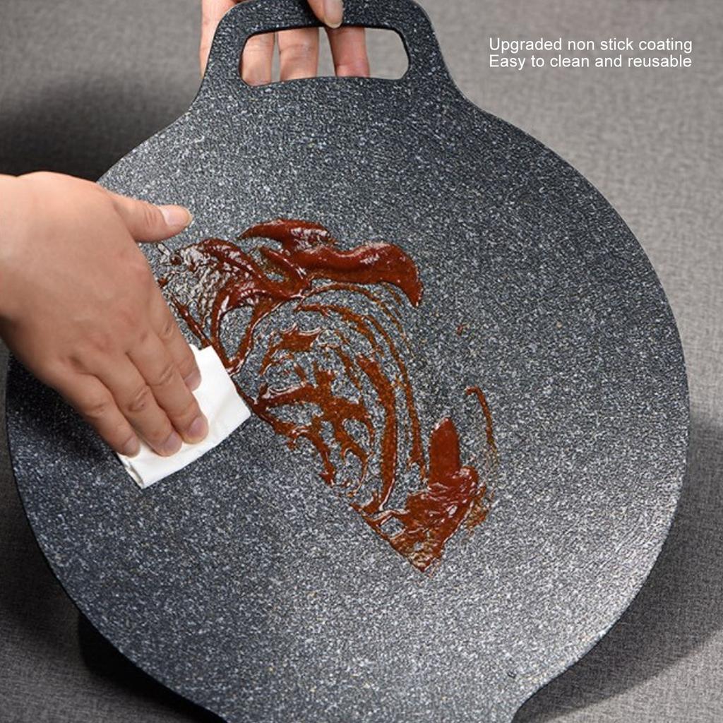 Barbecue Plate Reusable Easy Clean High Thermal Conductivity Coating Surface Grill Pan for Hiking Camping 34cm/13.38in