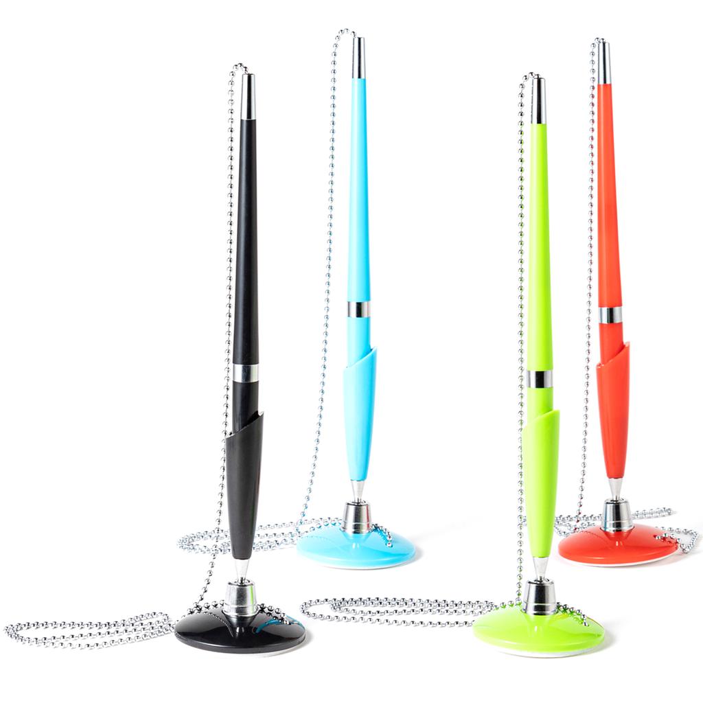 Business Counter Pen Set with Ball Chain Adhesive Bottom Prevent Pen Loss Counter Security Pen Pen Holder Desktop Pens