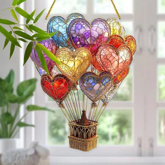 Hot Air Balloon Decoration 2D Flat Acrylic Pendant Colorful Hot Air