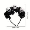 Personalized Halloween Black Simple Wide Headband for Girls and Women Skull Headband Hair Accessories Hair Hoops