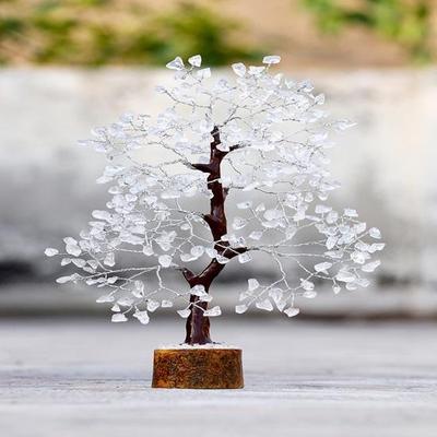 Chakra-Baum aus klarem Quarz, Baum des Lebens, Draht-Bonsai, Feng-Shui-Baum, Geldbaum, Wohndekor, spirituelles Geschenk, Wohnzimmer-Dekor-Accessoires, Silberdraht