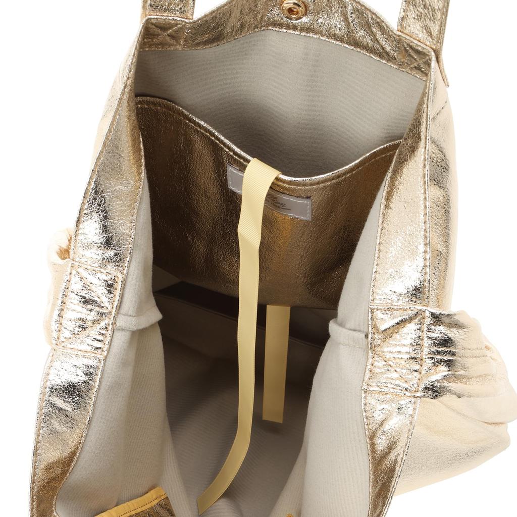 [Kashkash] Metallic Shirring Pocketable Tote 01-00-80960 GD