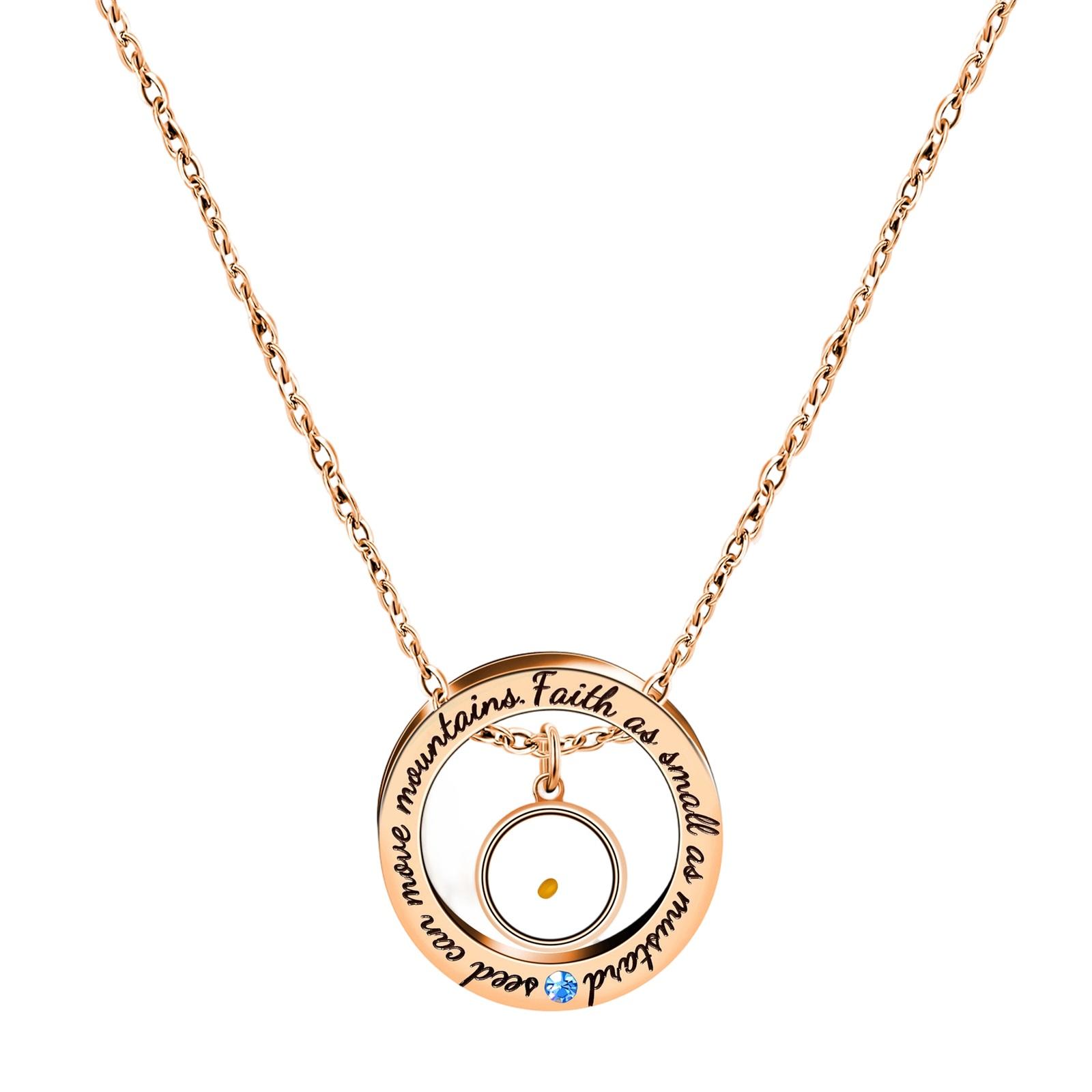 

Stainless Steel Engraved Necklace Faith As Small As A Mustard Seed Pendant Necklace Adjustable Chain Length 45cm-50cm Unisex Daily Wear Jewelry One Size