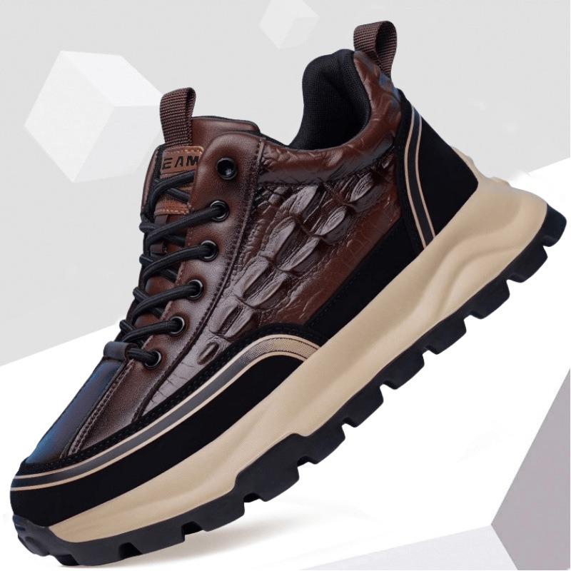 

Men s shoes new men s retro trend casual sports shoes platform outdoor sports leather shoes running shoes 44 коричневый