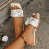 Hot Selling Versatile Women's Slippers Open Toe Summer Beach Comfortable Flat Bottom Square Toe Casual Outer Shoes for Women