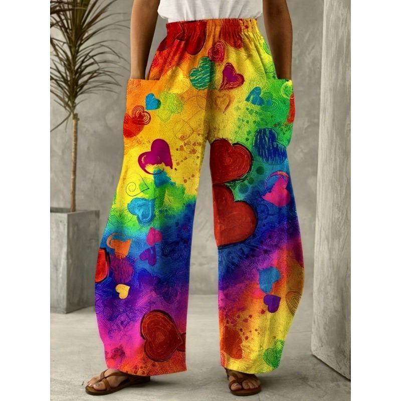 Colorful Heart Fashion Vintage Casual Pants - Colorful Heart