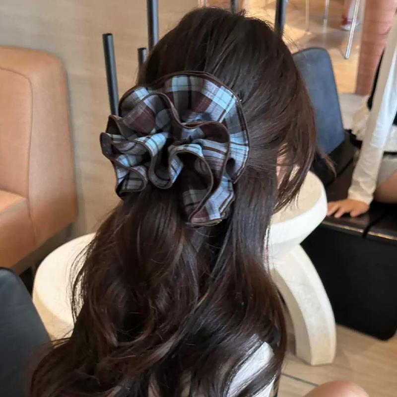 Retro Plaid Hairband French Temperament Elastic Hair Rope Hair Accessories