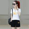Single/suit, Five-point Pants, Short-sleeved Running Casual Sports Suit, Women's Summer Korean Version Loose Fashion Two-piece Set