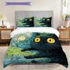 Black Cat Pattern Bedding Quilt Set Quilt Cover Pillowcase Home Decoration Birthday Gift (1 * duvet cover + 2 * pillowcase, without core)