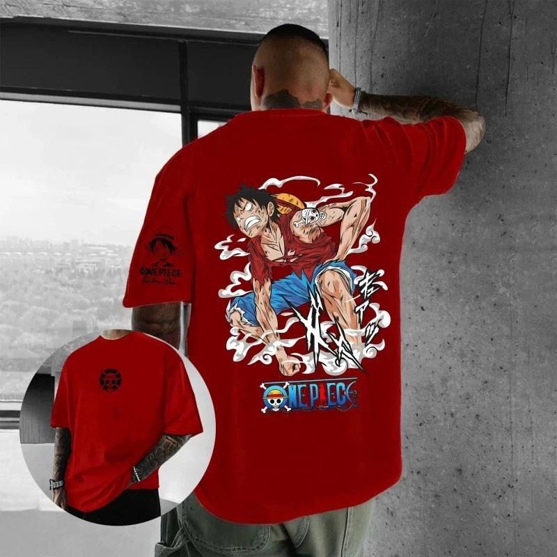 One Piece Luffy Anime Manga T-Shirt Tee Undershirt Cotton Red L