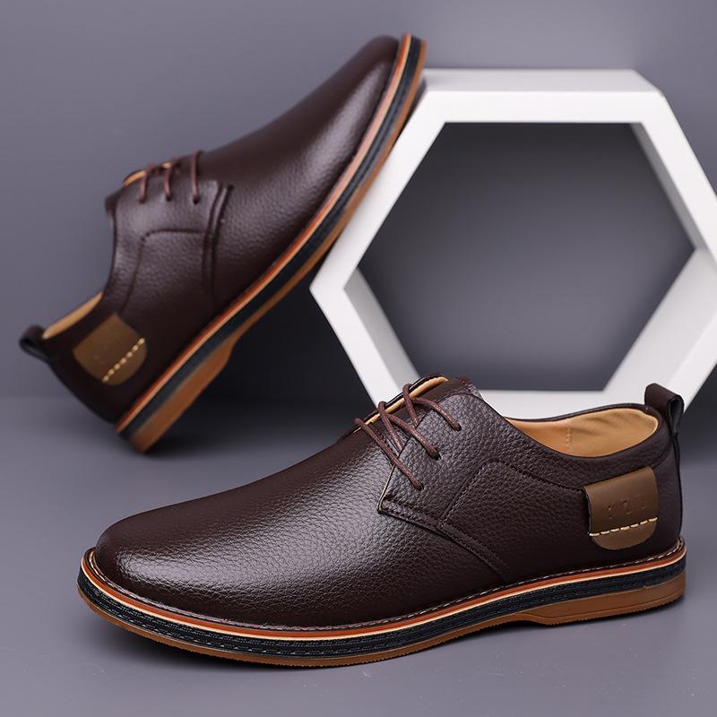Fashion 2025Genuine Leather Men Dress Shoes Oxfords Brogue Lace Up Italian Mens Casual Shoes Luxury Brand Moccasins Loafers Plus Size