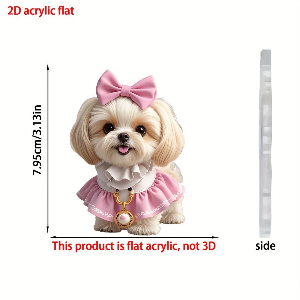 Adorable Shih Tzu Acrylic Pendant - Realistic 2D Car Rearview Mirror Decoration, Perfect for Anniversaries, Valentine's Day and Christmas