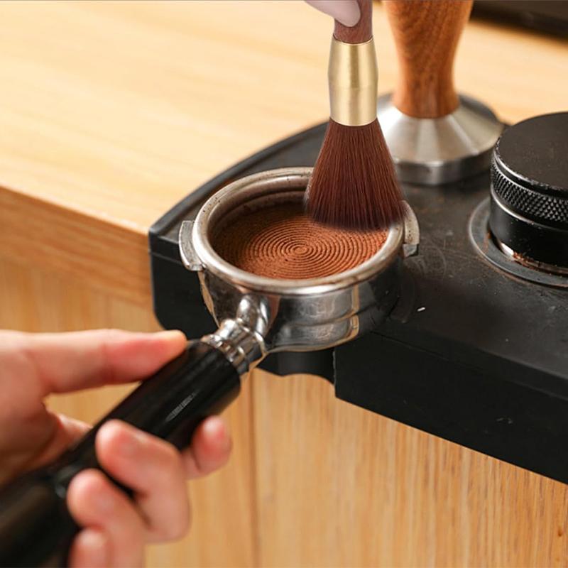 Coffee Grinder Cleaning Brush with Wooden Handle Coffee Bar Counter Clean Soft Bristle Brush Tea Set Cleaning Brush Coffee Tool