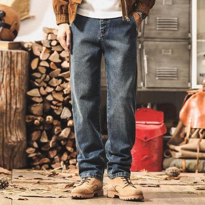 Men's American Retro Patchwork Straight Jeans