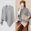 AOSSVIAO 2026 New Autumn Winter Women Pure Cashmere Shawl Solid Color Warm Side Button Knit Cape Poncho Outerwear