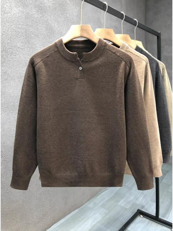 סוודר פולאובר סרוג אופנתי לבנים צעירים לסתיו-חורף