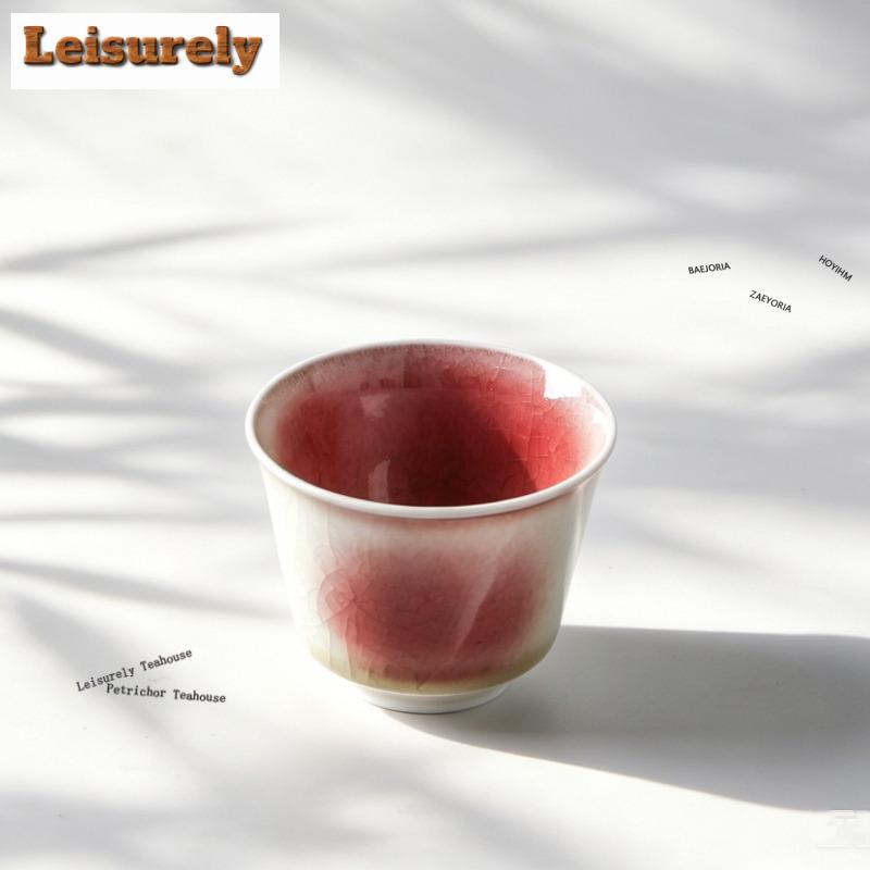 11ml Wabi-sabi Wind Kiln Fambe Red Teacup Ancient Tea Bowl Tea Pair Tea-tasting Fragrance Cup Chazhan Master Cups Tea Set Gift