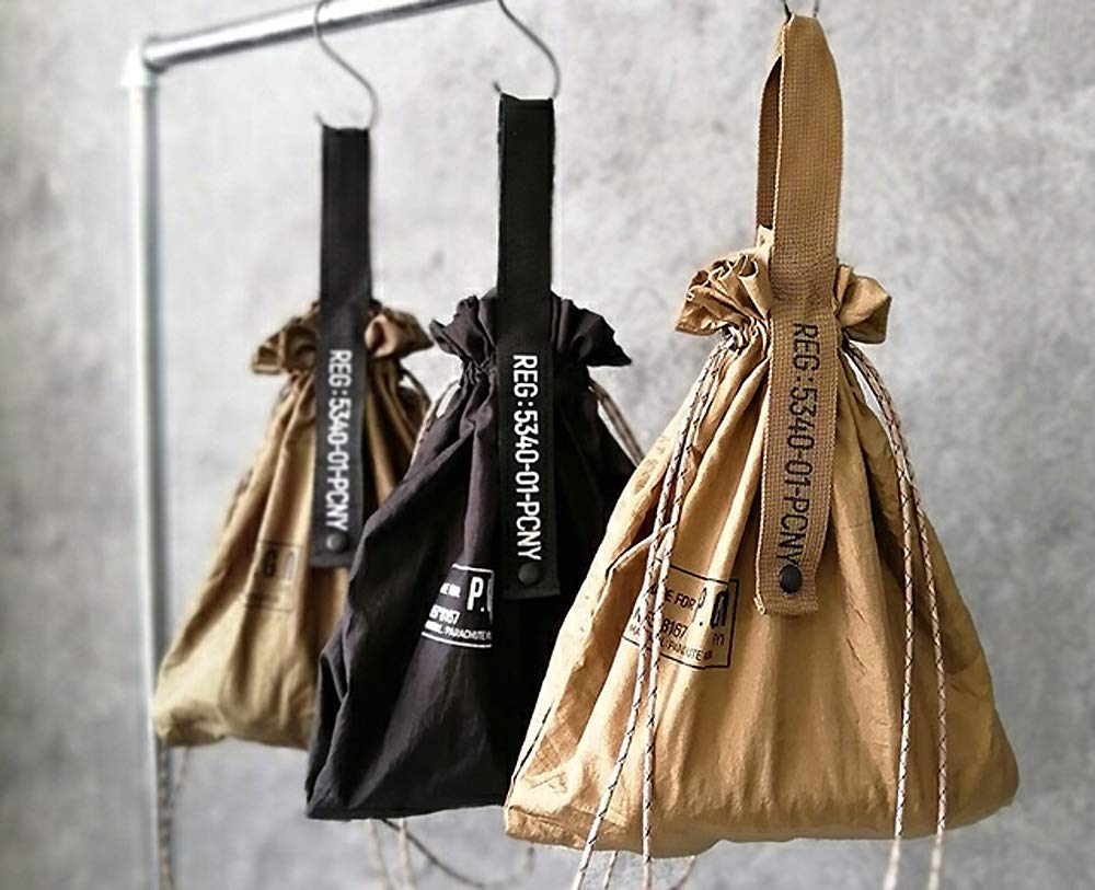 Post General Eco Packable Parachute Nylon Wolf Shopping Drawstring [POST GENERAL] Bag, Bag, Brown, Bag,